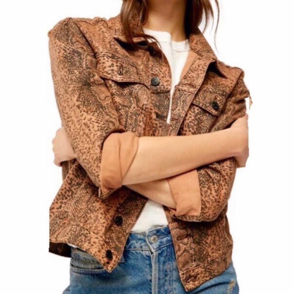 Snake Trucker Jacket Brown Free People OB1271270